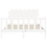 White Bed Frame with Headboard - 140x200 cm Solid Wood