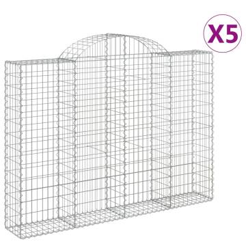 Arched Gabion Baskets - 5 pcs Galvanised Iron 200x30x140/160 cm