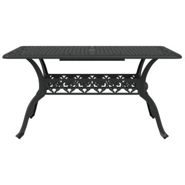 Stylish Black Cast Aluminium Garden Table - 150x90 cm