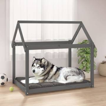 Stylish Grey Dog Bed - Solid Pine Wood | 111x80x100 cm