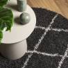 Shaggy Rug PAMPLONA High Pile Black & Cream Ø 100 cm - Hipomarket