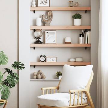 Untreated Solid Oak Wall Shelf 80x10x6 cm - Rustic Storage