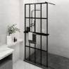 Walk-in Shower Wall with Shelf Black 90x195 cm ESG Glass&Aluminium Colour transparent Size 90 x 195 cm Model 4x4 grids 