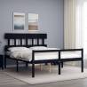 Bed Frame with Headboard Black King Size Solid Wood Colour black Size 150 x 200 cm Model high 