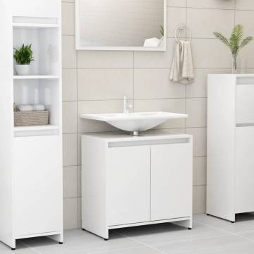 High Gloss White Bathroom Cabinet 60x33x61 cm - Hipo Market