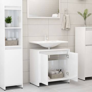 High Gloss White Bathroom Cabinet 60x33x61 cm - Hipo Market