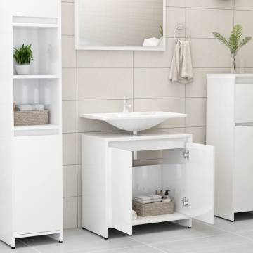 High Gloss White Bathroom Cabinet 60x33x61 cm - Hipo Market