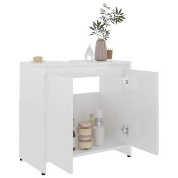 High Gloss White Bathroom Cabinet 60x33x61 cm - Hipo Market