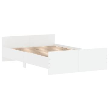 Bed Frame with Headboard & Footboard White 120x190 cm Small Double