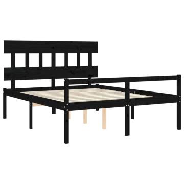 Black King Size Bed Frame with Headboard - Solid Wood