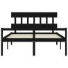 Black King Size Bed Frame with Headboard - Solid Wood