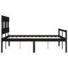 Black King Size Bed Frame with Headboard - Solid Wood