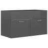 High Gloss Grey Sink Cabinet with Built-in Basin - Hipomarket