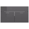 High Gloss Grey Sink Cabinet with Built-in Basin - Hipomarket