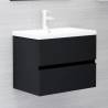 Stylish Black Sink Cabinet with Built-in Basin | Hipomarket