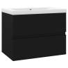 Stylish Black Sink Cabinet with Built-in Basin | Hipomarket