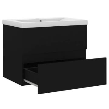 Stylish Black Sink Cabinet with Built-in Basin | Hipomarket