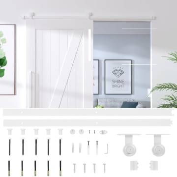 Sliding Door Hardware Kit 183cm - Durable Steel - White