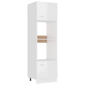 Microwave Cabinet High Gloss White - 60x57x207 cm