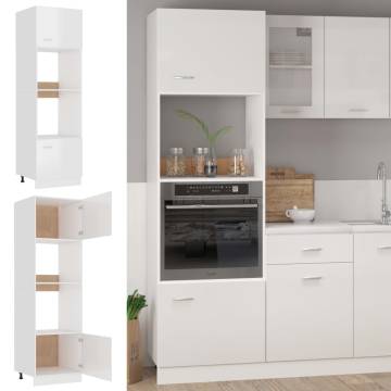 Microwave Cabinet High Gloss White - 60x57x207 cm