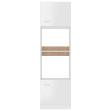 Microwave Cabinet High Gloss White - 60x57x207 cm