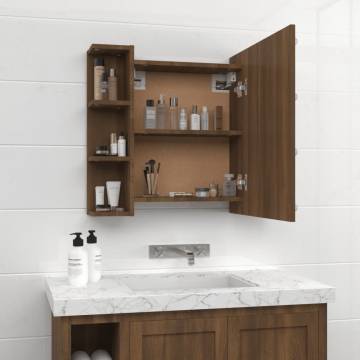 LED Mirror Cabinet in Brown Oak | Trendy Storage Solution