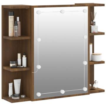 LED Mirror Cabinet in Brown Oak | Trendy Storage Solution