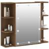 LED Mirror Cabinet in Brown Oak | Trendy Storage Solution