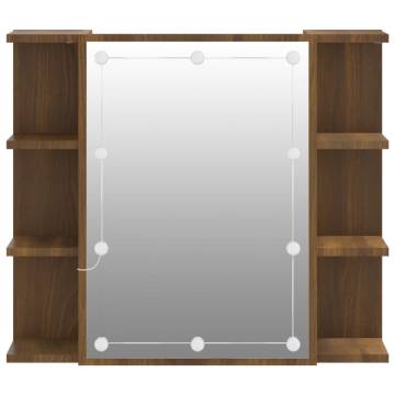 LED Mirror Cabinet in Brown Oak | Trendy Storage Solution