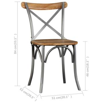 Solid Mango Wood Dining Chairs - 2 pcs | Hipomarket