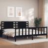 Bed Frame with Headboard Black 200x200 cm Solid Wood Colour black Size 200 x 200 cm 