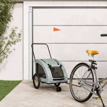 Pet Bike Trailer - Grey Oxford Fabric | Durable Iron Frame