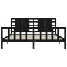 Black Bed Frame with Headboard - Solid Pinewood 200x200 cm