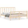 King Size Solid Wood Bed Frame with Headboard - Durable & Rustic