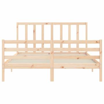 King Size Solid Wood Bed Frame with Headboard - Durable & Rustic