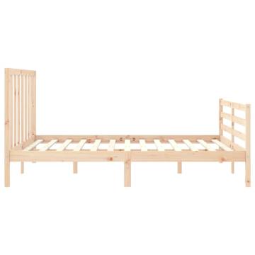 King Size Solid Wood Bed Frame with Headboard - Durable & Rustic