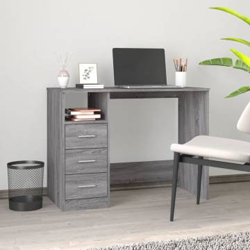 Elegant Grey Sonoma Desk with Drawers - 102x50x76 cm