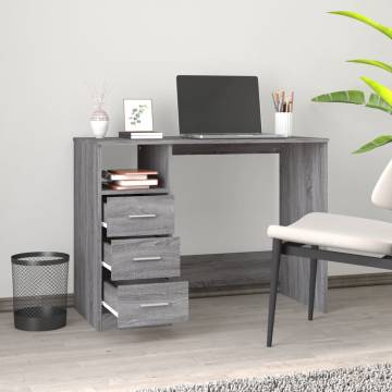 Elegant Grey Sonoma Desk with Drawers - 102x50x76 cm