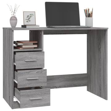 Elegant Grey Sonoma Desk with Drawers - 102x50x76 cm