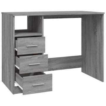 Elegant Grey Sonoma Desk with Drawers - 102x50x76 cm