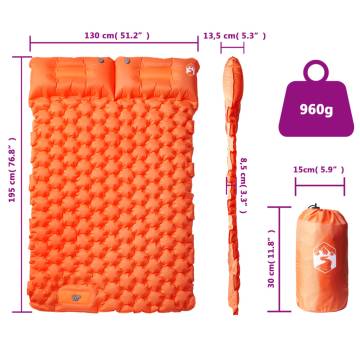 Self Inflating Camping Mattress for 2 - Orange