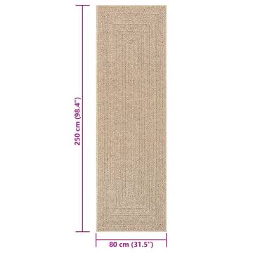 Rug ZIZUR 80x250 cm - Jute Look Indoor & Outdoor