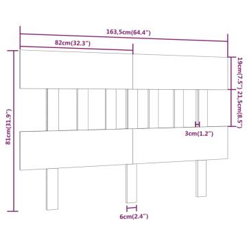 Stylish Honey Brown Pine Wood Bed Headboard | 163.5x3x81 cm