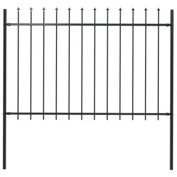 Garden Fence with Spear Top Steel 1.7x1.2 m Black | HipoMarket