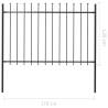 Garden Fence with Spear Top Steel 1.7x1.2 m Black | HipoMarket