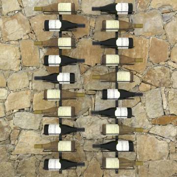 Stylish Wall-Mounted Wine Racks for 20 Bottles - 2 pcs Black