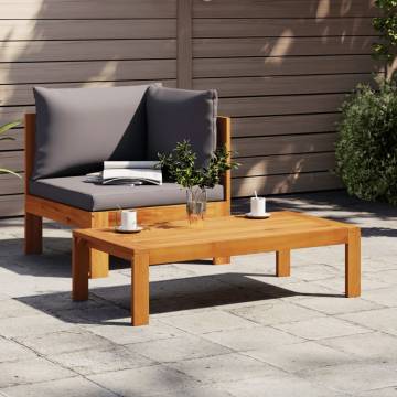 2 Piece Garden Sofa Set with Cushions - Solid Acacia Wood