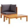 2 Piece Garden Sofa Set with Cushions - Solid Acacia Wood