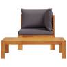 2 Piece Garden Sofa Set with Cushions - Solid Acacia Wood