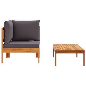 2 Piece Garden Sofa Set with Cushions - Solid Acacia Wood